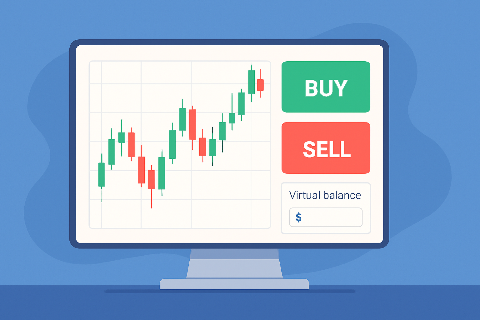 Screenshot of the TradingView paper trading panel showcasing order options and virtual account balance setup.