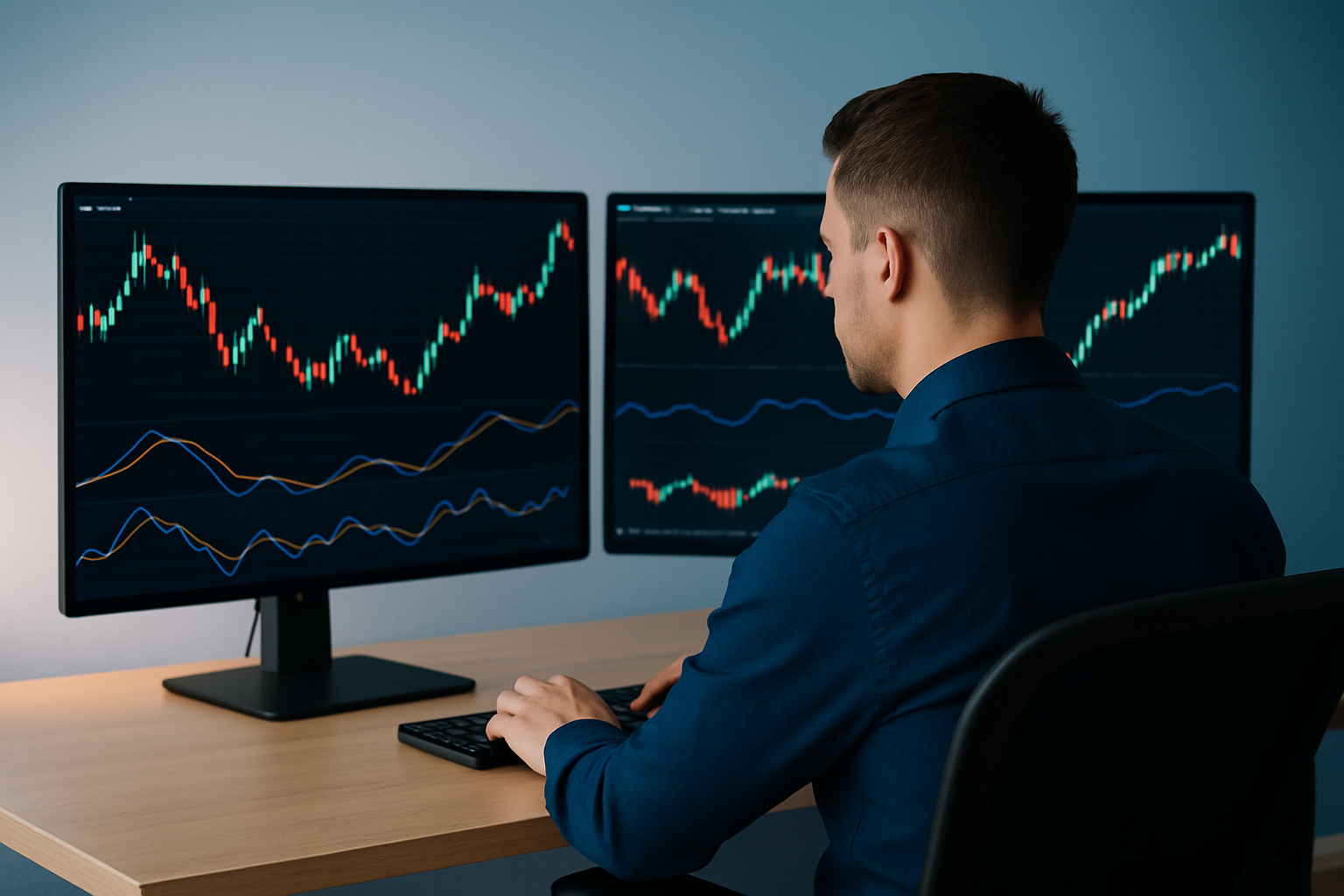A beginner trader analyzing forex market trends using TradingView’s charting tools and indicators.