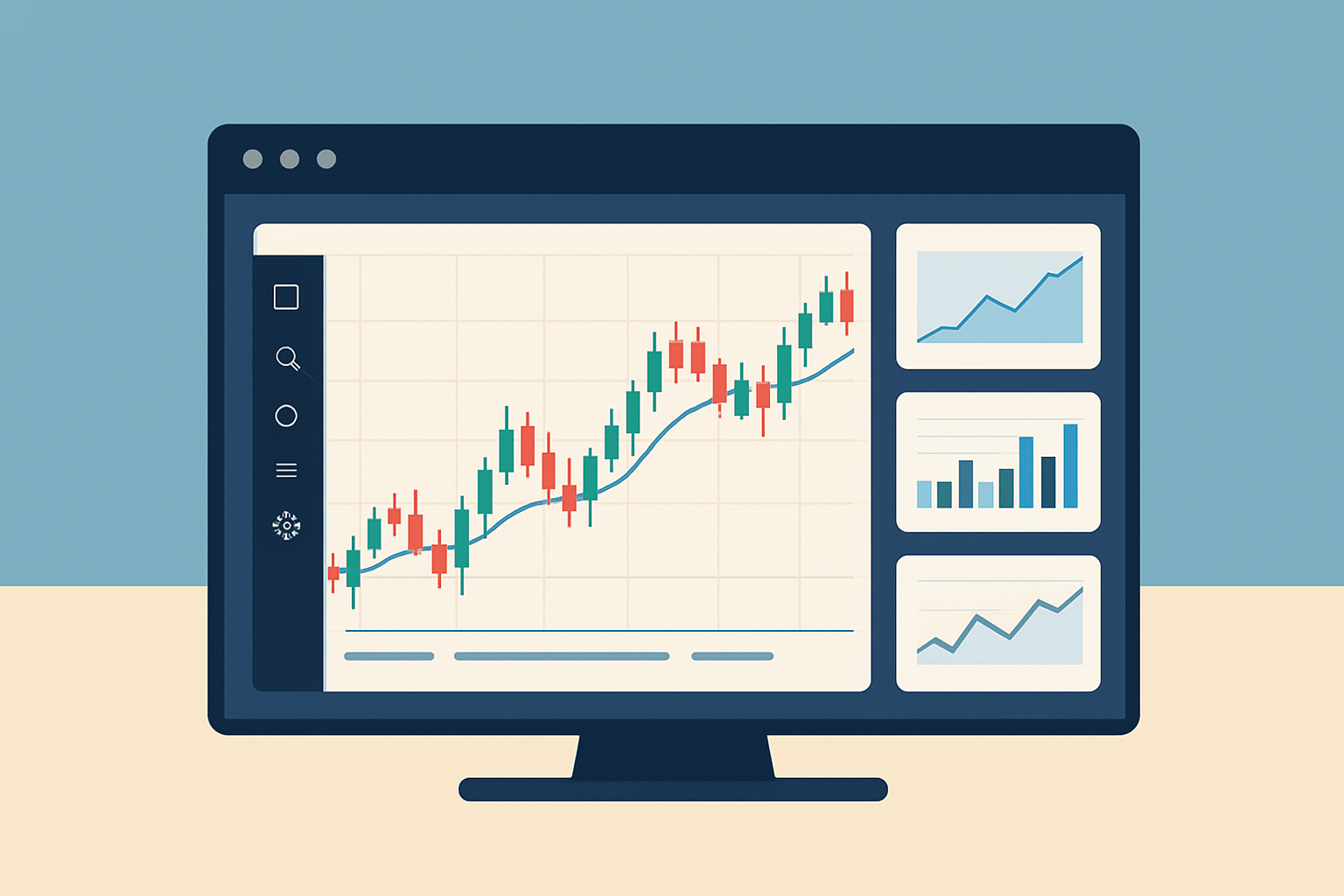 The TrendSpider dashboard showing the main workspace with charts, indicators, and toolbar for easy navigation