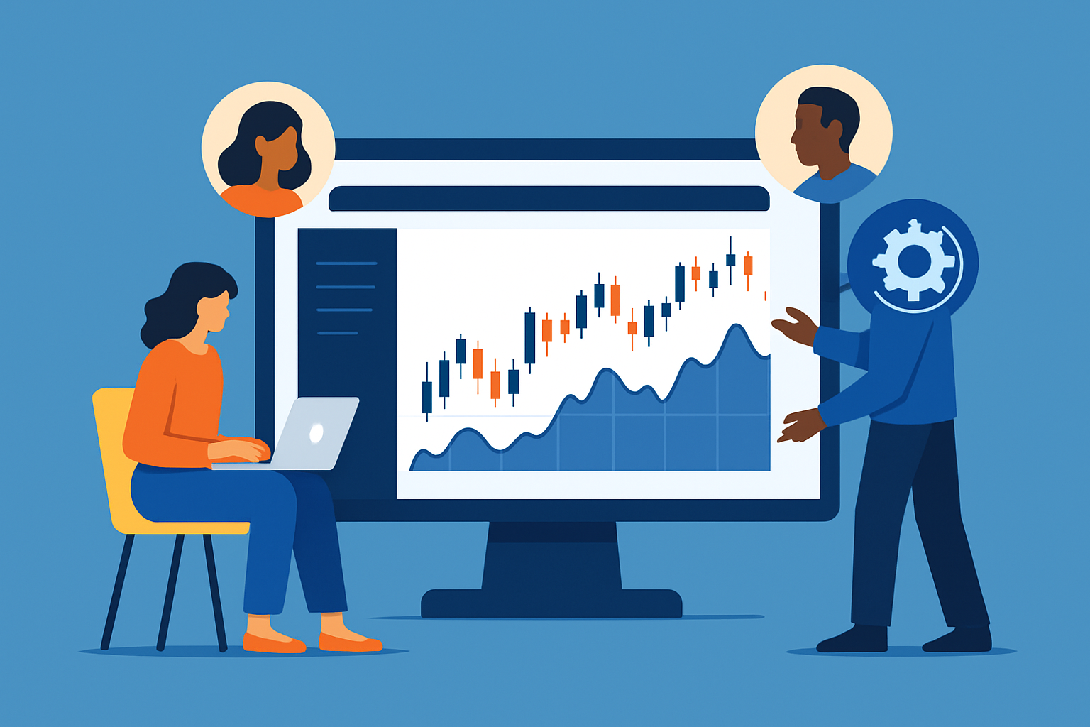 Visual representation of advanced charting and collaboration features typical in TradingView and TrendSpider platforms.