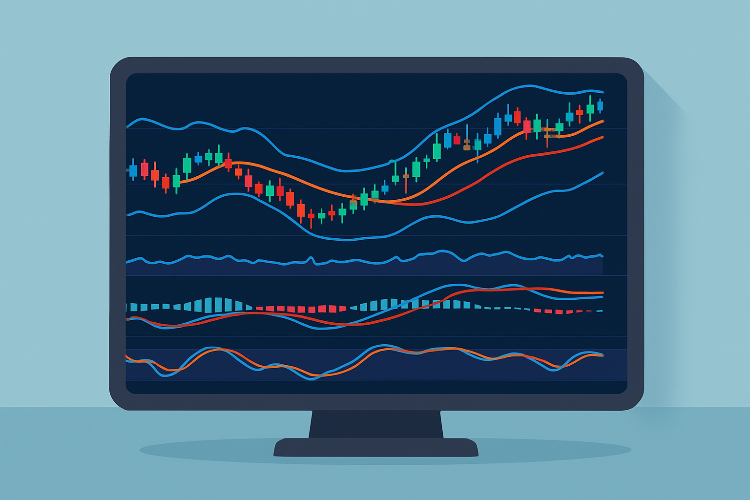 Example TradingView chart showcasing multiple popular indicators in action.