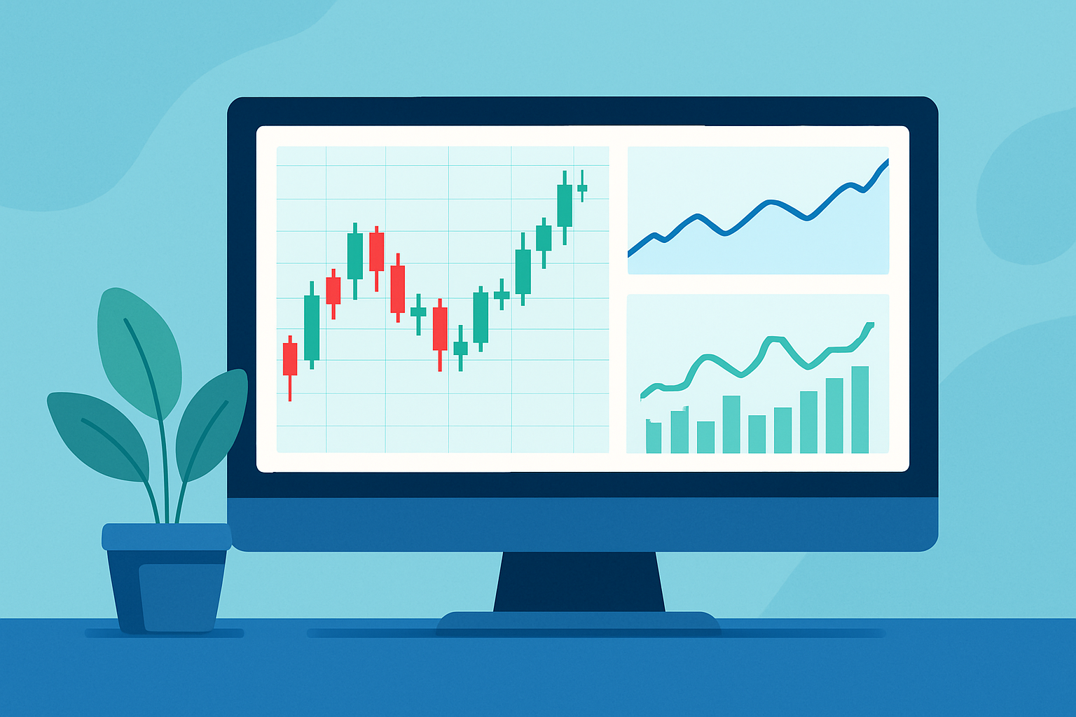 Screenshot of TradingView platform displaying candlestick and line charts with customizable interface