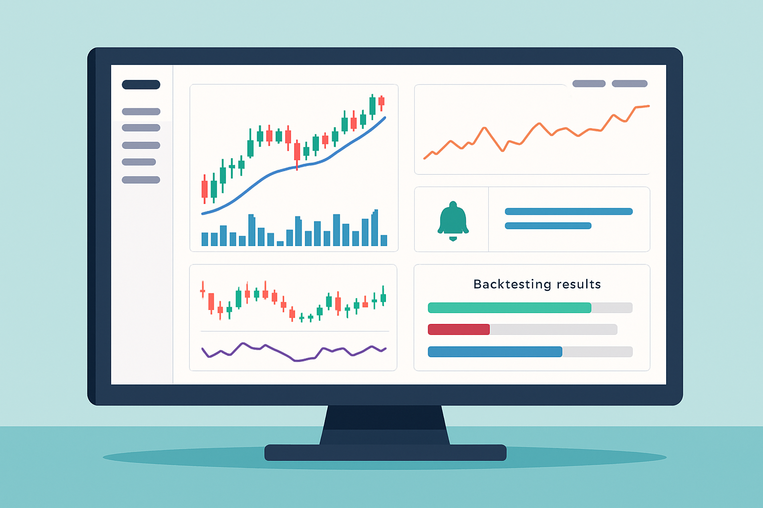TrendSpider platform showcasing multi-chart analysis and alert configurations