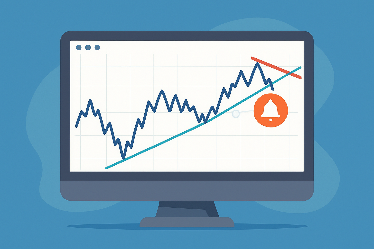 Screenshot showcasing TrendSpider’s automated trendline detection and smart alerts on a sample stock chart
