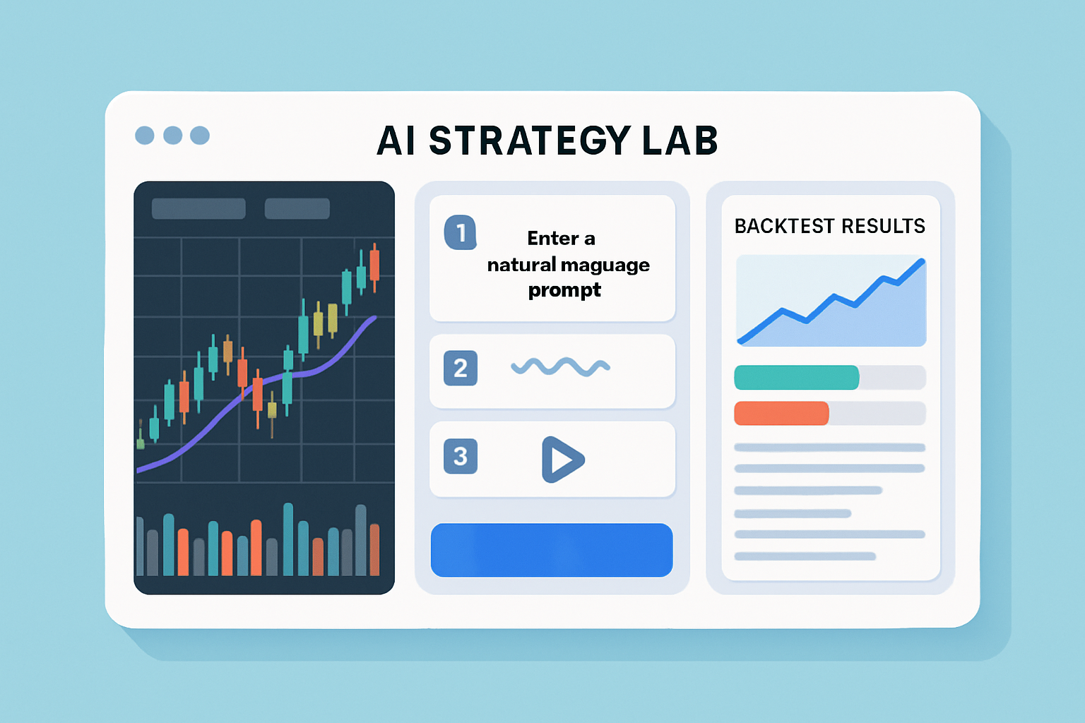 TrendSpider AI Strategy Lab interface showcasing the workflow of building a customized trading strategy.